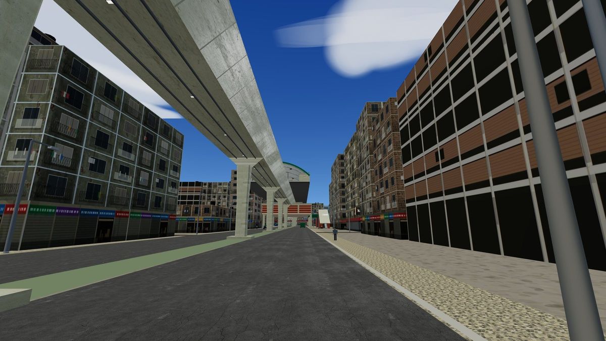 Street-level approach to Mirpur 10 metro station under the MRT Line 6 viaduct in Mirpur Drive